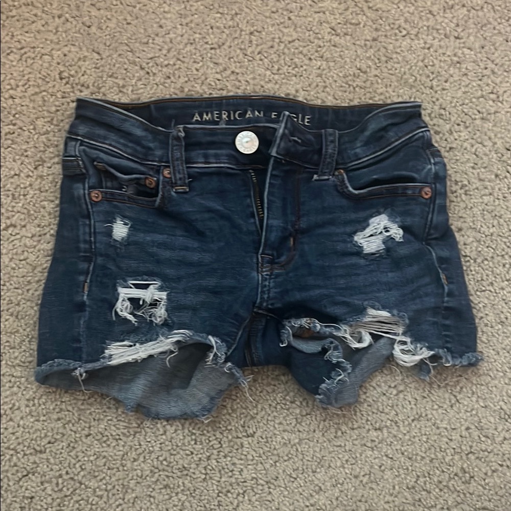 American Eagle Outfitters Women's Distressed Blue Shorts